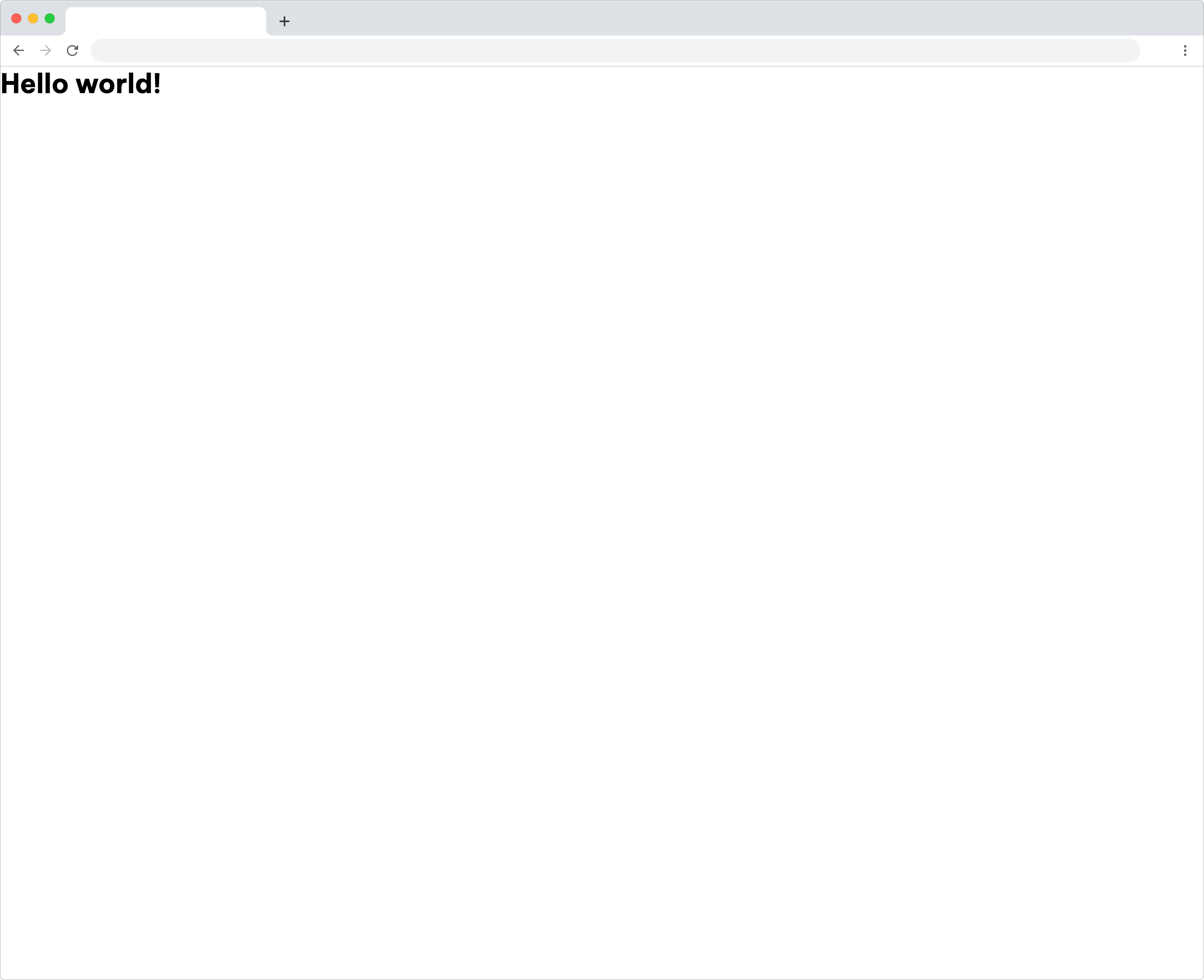 テキスト'Hello World'を表示するページのブラウザのフレーム