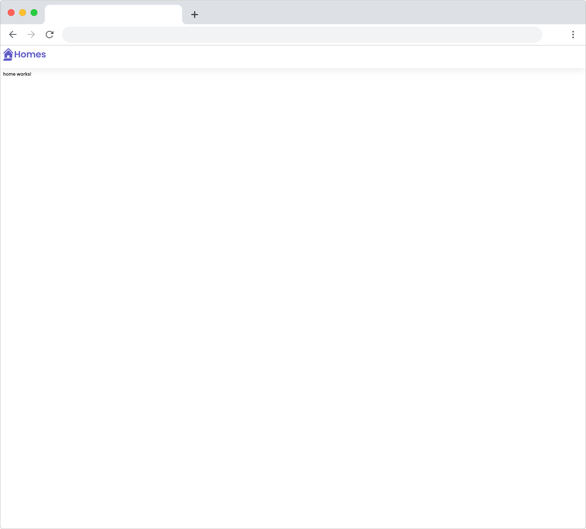 テキスト'home works!'を表示するページのブラウザのフレーム